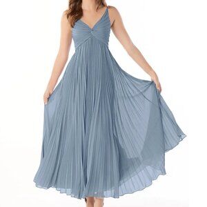 Azazie Dusty Blue Pleated Wedding Dress